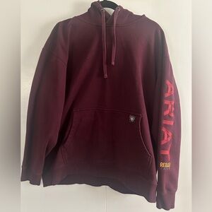 Ariat Men's Maroon Hooded Sweatshirt with Sleeve Logo